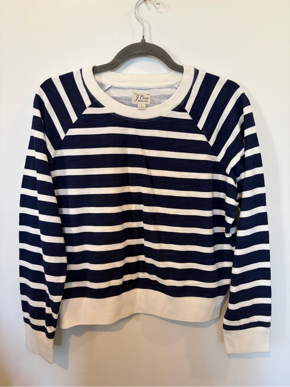 J. Crew Vintage cotton terry crewneck pullover in stripe - Small